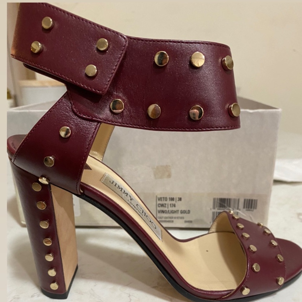 Jimmy Choo Vino/light gold calf leather with studs